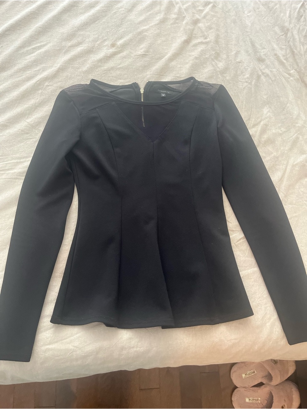 Dynamite Black Long-Sleeve Peplum Jacket